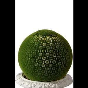 Girl Next Door 12" Flocked Illuminated Metal Sphere  Flower Green